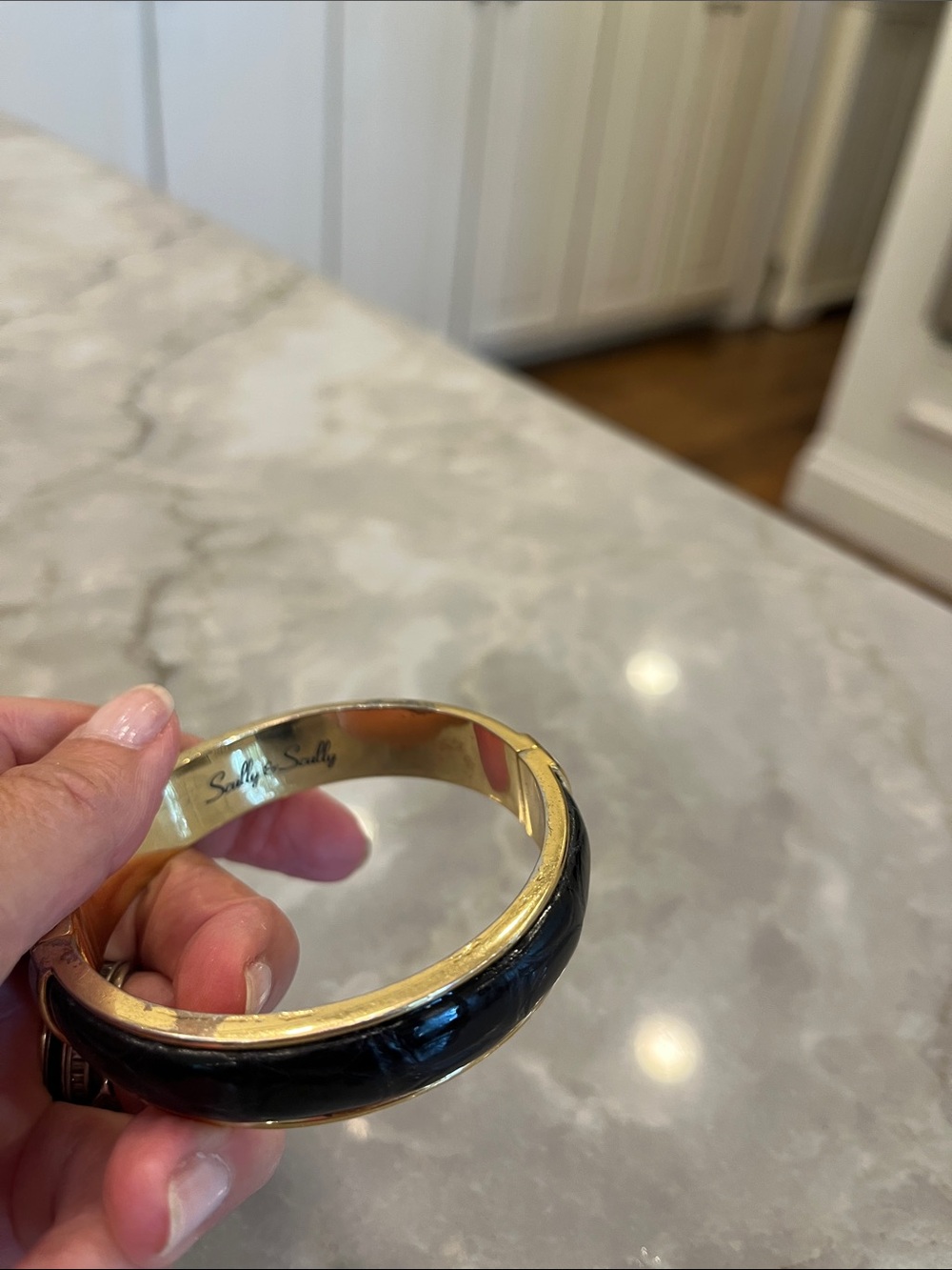 Scully and Scully Crocodile Black Bangle Bracelet